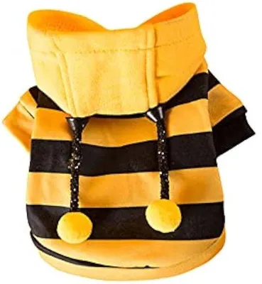 Produktbild von Hauskatzenhoodies, warme Kleidung für kleine und mittelgroße Haustiere, gelbe Streifen, 2XL