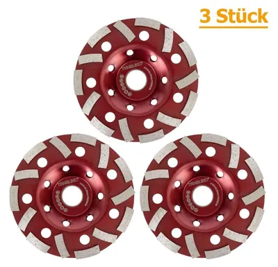 Productafbeelding van Diamant schuurkop 125 mm, schuurschijf voor beton, dekvloer, graniet. Topfschijf voor haakse slijpmachine. Geschikt voor bouw- en renovatiewerkzaamheden. 3 stuks