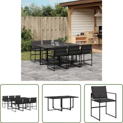 Produktbild von The Living Store 7-tlg. Garten-Essgruppe mit Kissen Schwarz Textilene