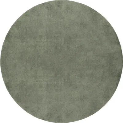 A round, green rug.