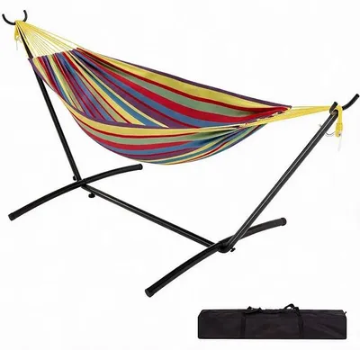 Produktbild von Hängematte 2 Personen XXXL Mit Gestell Vielseitige Doppel | Tragbar, Platzsparend, Bis 204 kg Belastbar,Für Garten, Terrasse, Camping