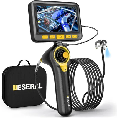 Immagine prodotto di Endoscopio con telecamera, diametro 6,2 mm, rotazione a 360 gradi, display HD 1080p da 5 pollici, telecamera di ispezione con luce, endoscopio, telecamera con 6 LED, grado di protezione IP67 (resistente all'acqua), lunghezza del cavo 1 metro