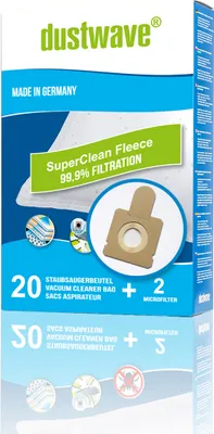 Produktbild von Megapack - 20 Staubfilterbeutel | Filtertüten passend für Base - BA 6601 / BA6601 Staubsauger - dustwave® Markenstaubbeutel /  Germany + inkl. Microfilter