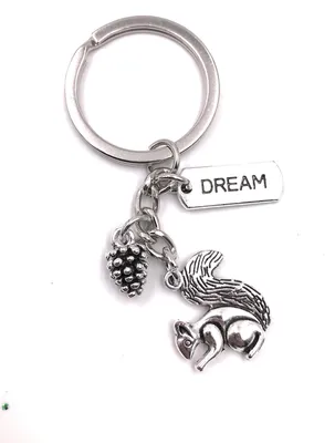 Image de Onwomania Porte-clés écureuil Doux animal nourriture pendentif métal Charm
