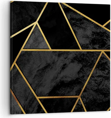 Produktbild von Bild auf Leinwand - Leinwandbild - Einteilig - Abstraktion Gold Schwarz - 60x60cm - Wand Bild - Wanddeko - Wandbilder - Leinwanddruck - Bilder - Wanddekoration - Leinwand bilder - AC60x60-4358