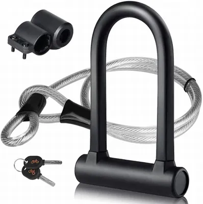 Obrázok produktu pre U-Lock zámok na bicykel s káblom pre dodatočnú bezpečnosť
