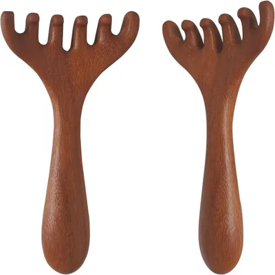 Productafbeelding van Hoofdmassageapparaat, hoofdmassager, 2 stuks, draagbaar hoofdkrabbermassageapparaat voor ontspanning en stressvermindering, hoofdmassager houten kam