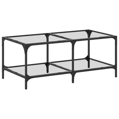 Immagine prodotto di vidaXL Tavolino con piano in vetro trasparente 98,5x50x40 cm acciaio