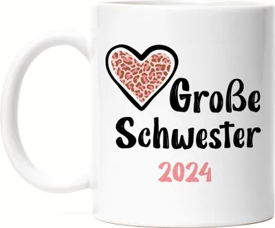 Produktbild von Große Schwester 2024 Tasse Weiß Sisters Love Geborgenheit Liebe Familie Zusammenhalt Freude Spaß Sis Love