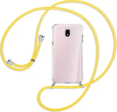 Produktbild von Handykette Backcover-Schutzhülle mit Band (Metall silberfarben) für Samsung Galaxy J5 2017 - gelb