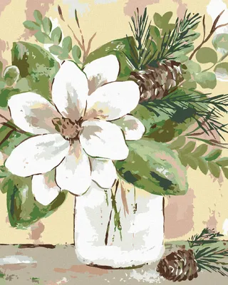 Produktbild von Zuty - Malen nach Zahlen - WINTERMAGNOLIEN IM GLAS (HALEY BUSCH), 40x50 cm, mit Keilrahmen (bereits gespannt)