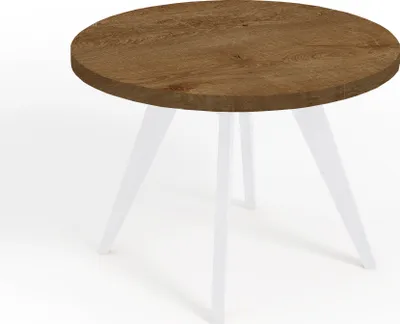 Produktbild von Runder Ausziehbarer Tisch für Esszimmer, LORA, Loft-Stil, Skandinavische, Durchmesser: 120 / 220 cm, Farbe: Eiche Lefkas / Weiß