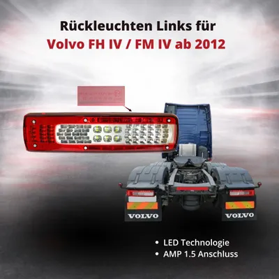 Image de Feu arrière gauche pour Volvo FH IV / FM IV à partir de 2012 | Connexion AMP 1.5 | OEM 82849894