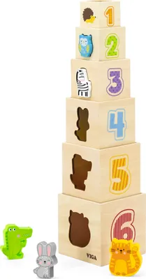 Obrázok produktu pre Viga Drevené pyramídové puzzle Triedič blokov Montessori