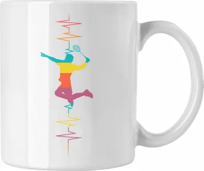Produktbild von Trendation - Lustige Handball-Tasse Herzschlag Grafik Geschenk für Handballspieler (Weiß)