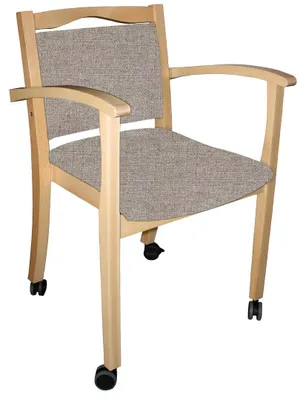 Produktbild von Armlehnenstuhl Pflegestuhl Esszimmer Seniorenstuhl auf Rollen Alexander.Color:Clean-Stoff Sensa Creme