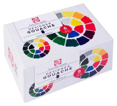 Productafbeelding van Talens - plakkaatverf, extra fijn, flesje van 16 ml, set van 6 flesjes in basiskleuren