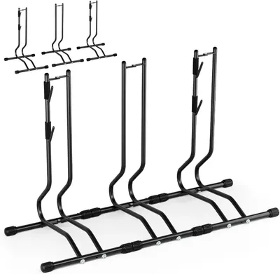 Produktbild von Fahrradständer Boden - Fahrrad Parkständer - Für 2–3 Fahrräder - Hochkohlenstoffstahl - Wendbares Design - Set mit 3 Ständern