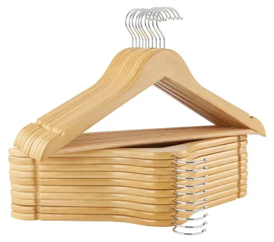 Produktbild von Set von 20 Holzkleiderbügeln mit Antirutschstange