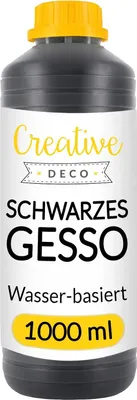 Zdjęcie produktu dla Creative Deco Czarny Grunt Malarski Gesso | 1L | Przygotowanie Powierzchni | Profesjonalny Primer | Idealna Baza | Idealny dla Artystów oraz Uczniów