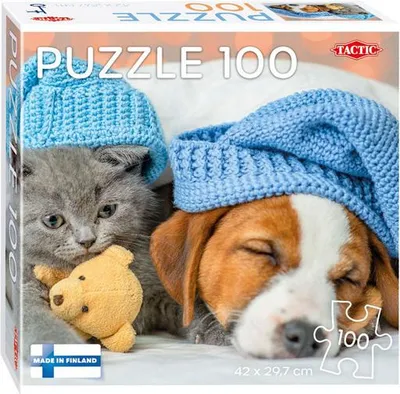 Image de Puzzle 100 Chaton mignon et chien endormi