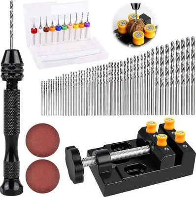 Produktbild von 62-teiliges Holz-Sets mit 48 Spiralbohrern - 10 Mini-Bohrmaschinen - 3 mm Holzbohrer - 12 mm