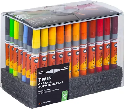 Image de Marqueur acrylique Molotow ONE4ALL Complete Set Acryl Twin 74 teintes