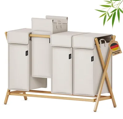 Image de Panier à linge pliable de 198 litres avec 4 compartiments