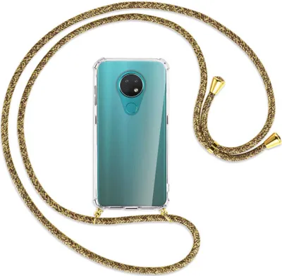 Produktbild von Handykette Backcover-Schutzhülle mit Band (Metall goldfarben) für Nokia 6.2 / 7.2 - braun+beige