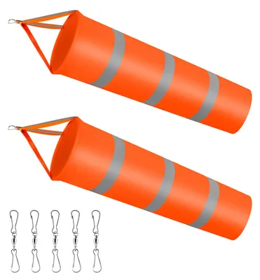 Windsack 2er-Pack, orange, 80 cm, mit reflektierendem Streifen und Clips
