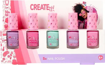 Produktbild von Canenco Create It! Nail Polish Scented, Nagellack, Blau, Grün, Pink, Violett, Gelb, 5 Stück(e), Mehrfarbig, Pinsel, Flasche
