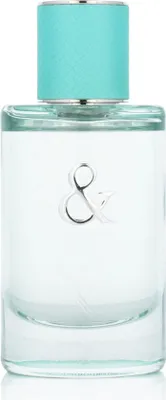 A clear studio shot of a Tiffany & Co. Love Eau de Parfum spray bottle.