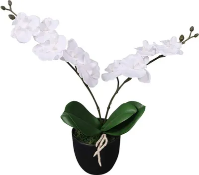 Obrázok produktu pre Umelá rastlina, orchidea s kvetináčom 30 cm, biela