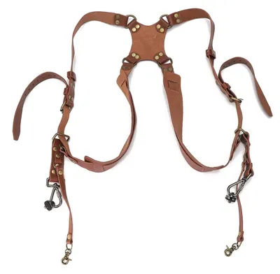 Produktbild von Kameragurt Doppel - Verstellbarer Schultergurt - Leder Kameragurt - Langlebig und Leicht - Geeignet für DSLR-Kameras - Mit zwei Schnallenclips - Kameragurt
