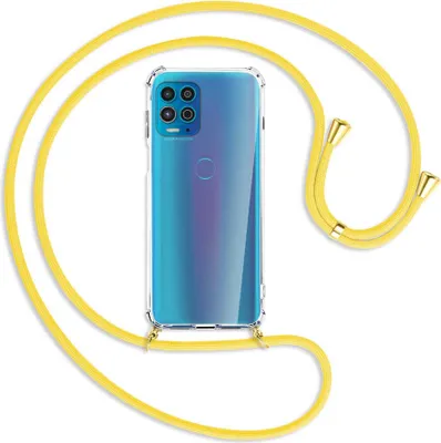Produktbild von Handykette Backcover-Schutzhülle mit Band (Metall goldfarben) für Motorola Moto G100 - gelb