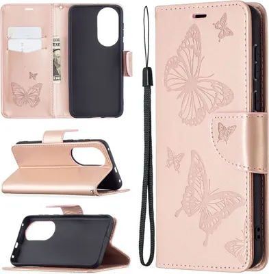 Productafbeelding van König Design hoesje, compatibel met Huawei P50, kunstleren telefoonhoesje - telefoonhoesje, roze