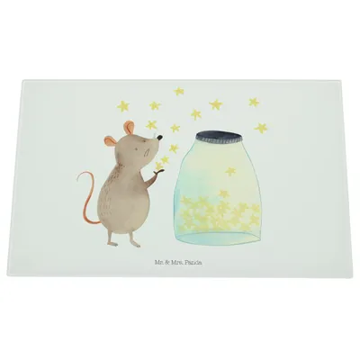 Produktbild von Mr. & Mrs. Panda Schneidebrett Glas Maus Sterne - Weiß - Geschenk, Schneideplatte, Taufgeschenk, schneidbrett, Hoffnung, Glasbrett, Hackbrett, Schwangerschaft, Geburtstag