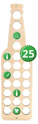 Produktbild von Creative Deco Bierflasche Kronkorken Sammler Sperrholz | Für 25 Flaschenverschlüsse | 12 x 44 x 0,5 cm | Wanddeko Bar