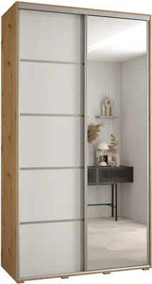 Produktbild von MEBLE KRYSPOL Cannes 5 Schrank mit 2 Schiebetüren - 205,2x140x45 cm - Artisan Weiß Silber