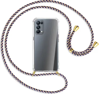 Produktbild von Handykette Backcover-Schutzhülle mit Band (Metall goldfarben) für Oppo Reno5 Pro 5G - blau+beige