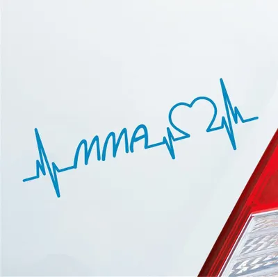 Produktbild von Auto Aufkleber MMA Herzschlag Kampfsport Wettkampf Sport Liebe 19x6 cm Hellblau Sticker Heckscheibenaufkleber