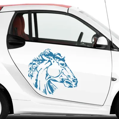 Produktbild von Aufkleber - Autoaufkleber-Set Pferdekopf 2 Stk. je 40cm x 43cm hellblau - Tuning Carystyling Heckscheibe Auto