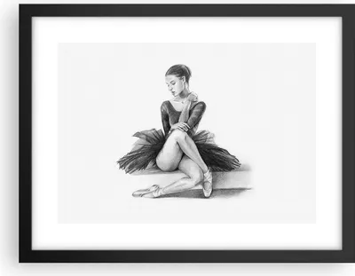 Produktbild von Gerahmtes Poster - Schwarzer Rahmen - Ballerina Zeichnung Bleistift - 40x30 cm - Wand Bild - Wanddeko - Wandbilder - Kunstposter - Wandposter - Bilderrahmen - Bilder - Kunstdruck - P2BAA40x30-4496