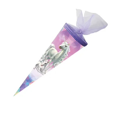 NiLiNo Einhorn Schultüten Bastelset - 3D Einhorn-Sticker Mit Mähne
