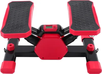 Image de Pedaltrainer – Mini vélo d'appartement pour les jambes et les bras – Écran LCD – Silencieux – Capacité de charge : 150 kg – Livré avec des élastiques de résistance – Rouge