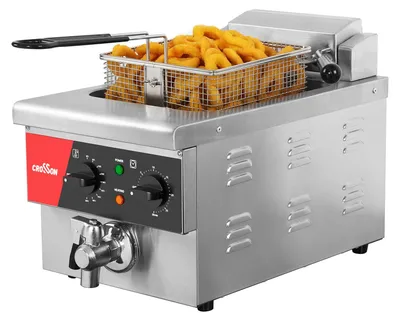 Elektrische Friteuse 6L, Edelstahl, 3000W, Timer, Ablasshahn