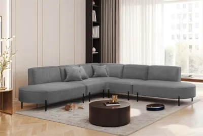 Produktbild von Ecksofa Designersofa VALENCIA in Stoff Noel Grau Universal