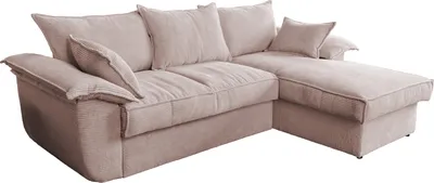 Produktbild von KAWOLA Sofa DAMETO Ecksofa Bettsofa Schlafsofa mit Stauraum Cord rosa Recamiere rechts