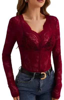 Produktbild von Elegante V-Ausschnitt Bluse mit Spitzen-Detail