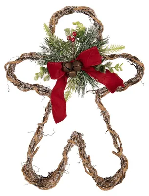 Produktbild von Clayre & Eef Weihnachtsdekoration mit LED-Beleuchtung Pfefferkuchenmann 50x8x41 cm / 3xAA Braun Rattan